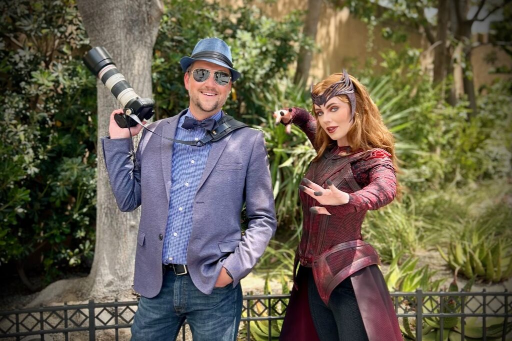 Mr. Daps & Scarlet Witch at Avengers Campus in Disney California Adventure